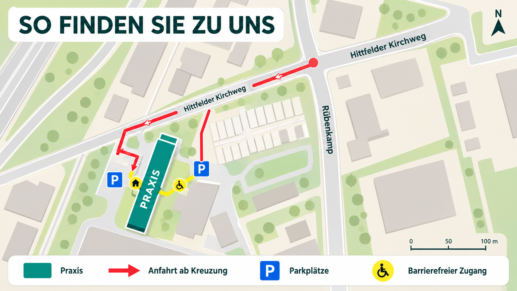 Anfahrt zur Physio-Praxis Baecker: Hittfelder Kirchweg 21, Haus A, 21220 Seevetal (Maschen)